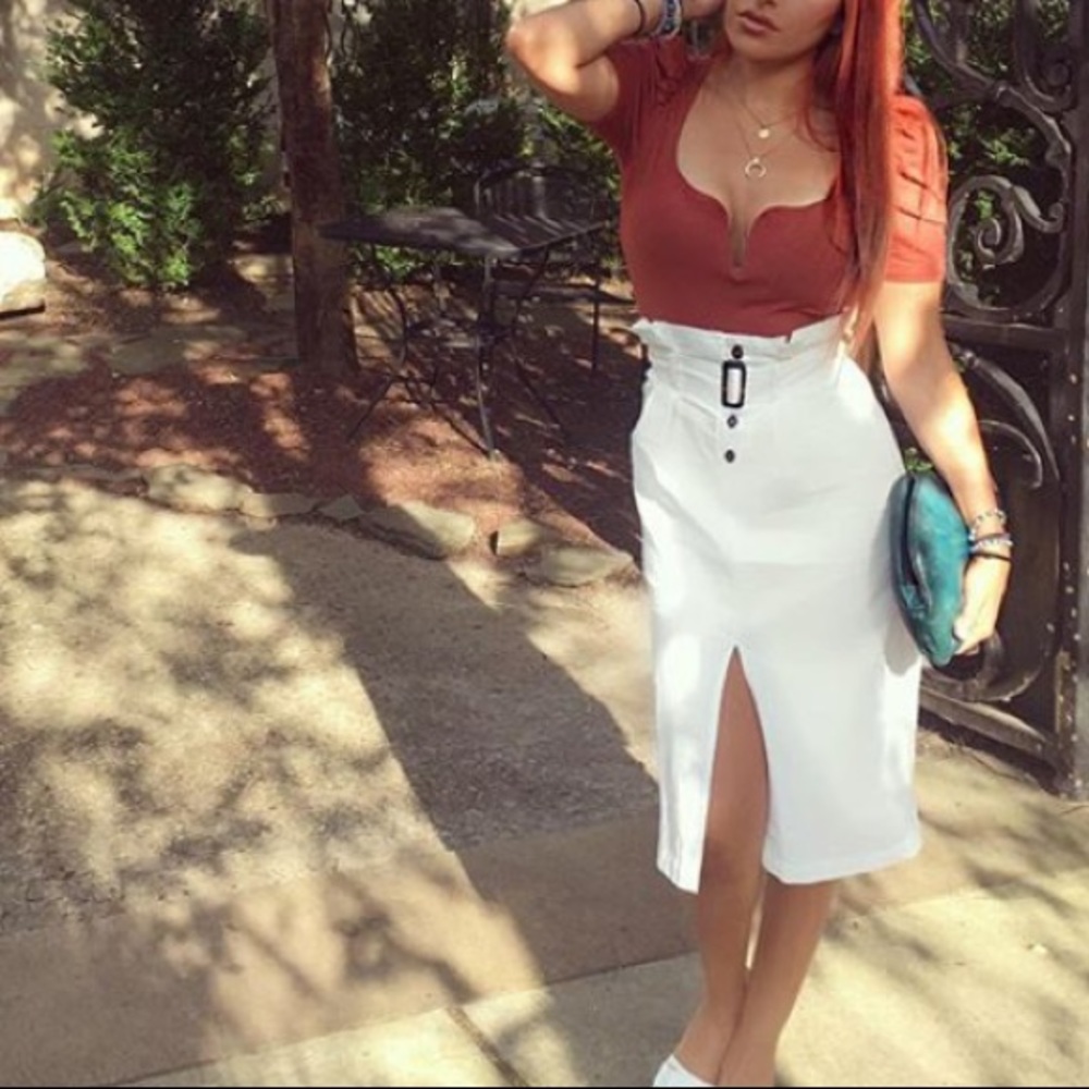 Paper bag slit skirt